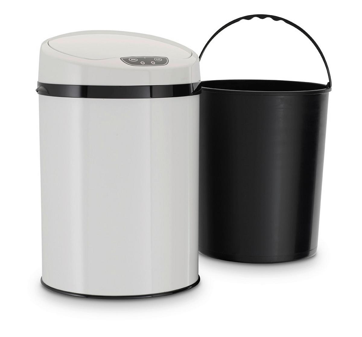 Echtwerk Badabfalleimer 9 L Edelstahl, Weiß Hochglanz - Weiß Hochglanz/Schwarz, Basics, Kunststoff/Metall (24,5/24,5/37,5cm) - Echtwerk