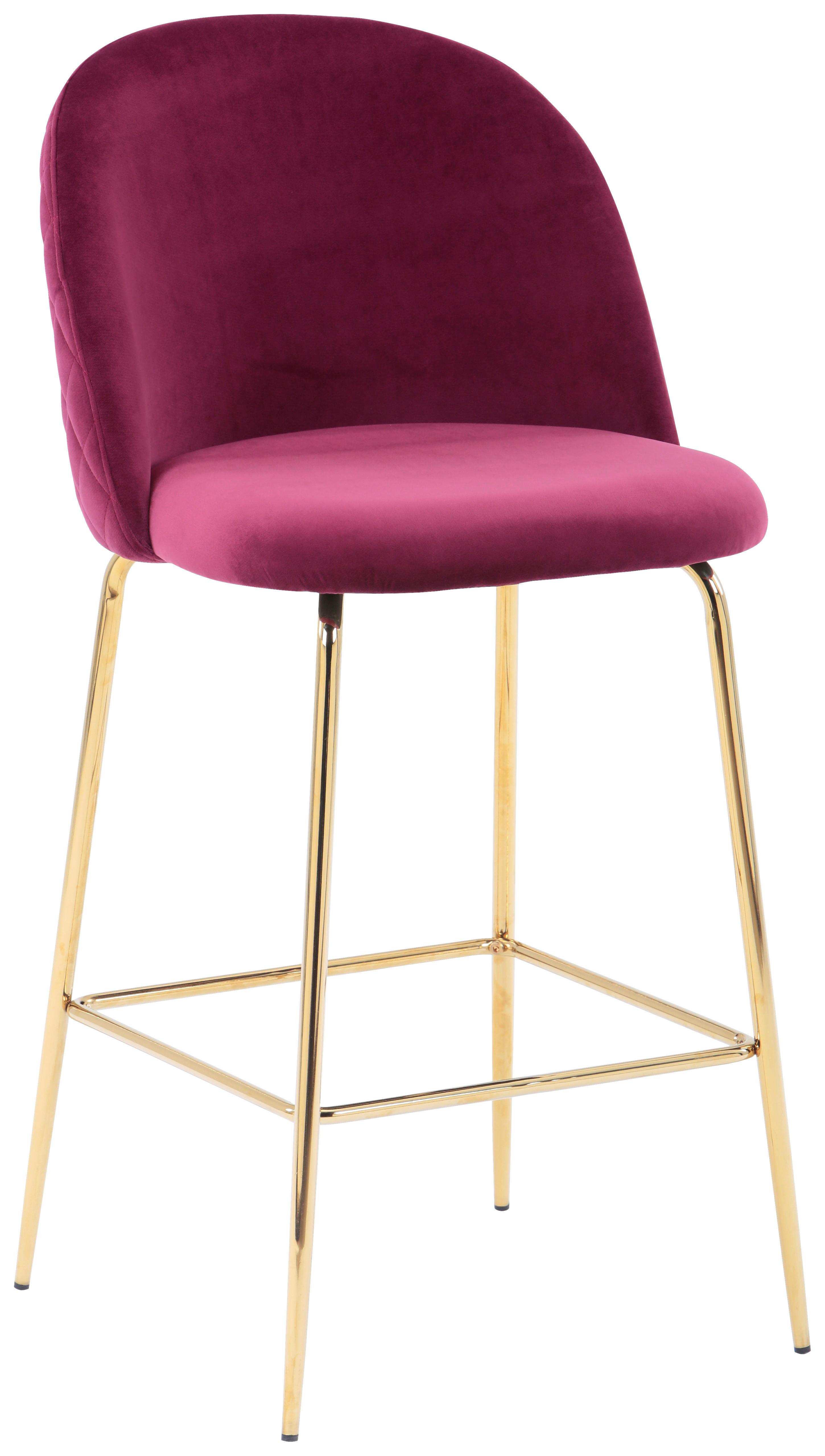 Barová židle ARTDECO BAR bordová - bordeaux/barvy zlata, Moderní, kov/dřevo (50/97/55cm) - MID.YOU