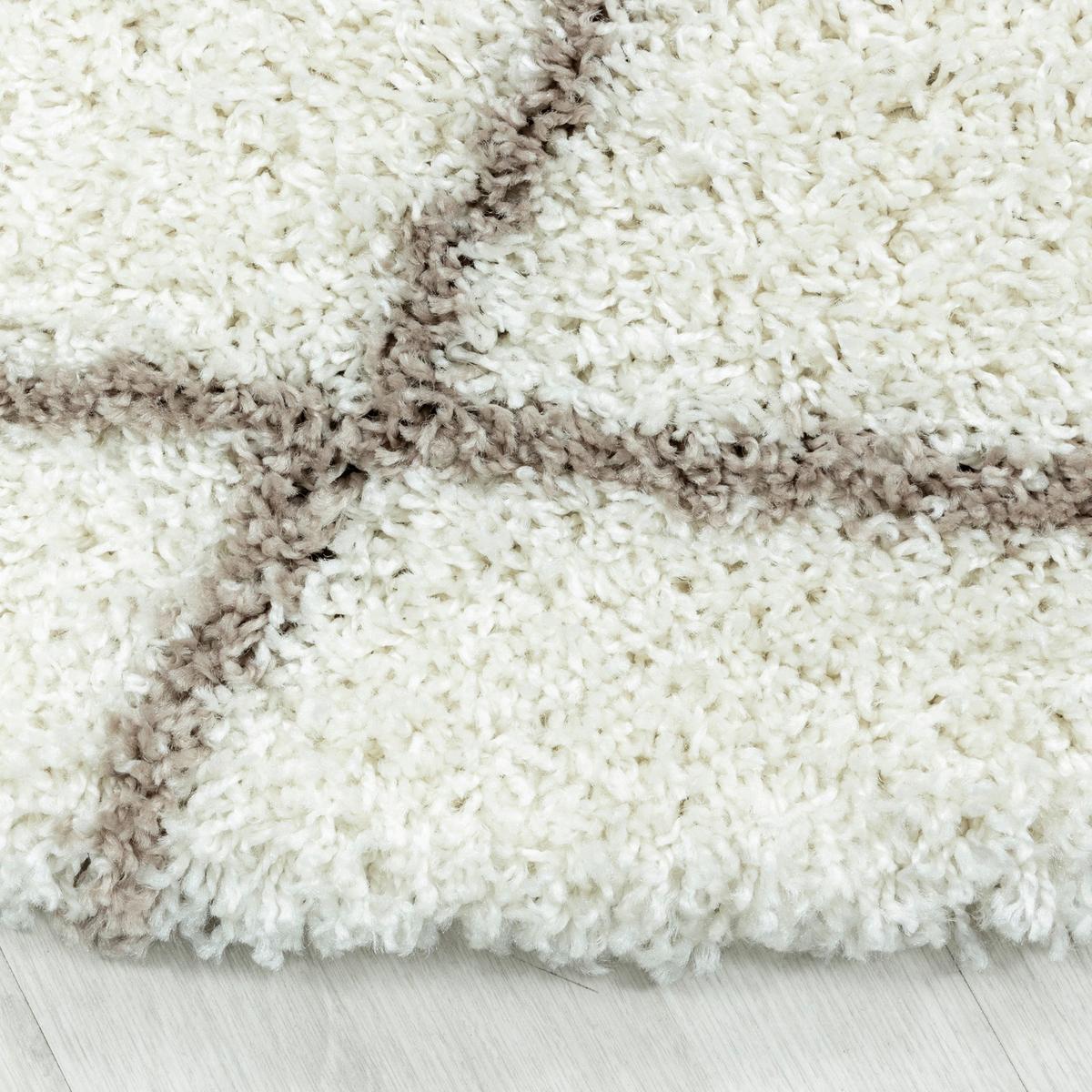 Hochflor Teppich Creme Alvor Rund ⌀ 200 cm - Creme, Basics, Textil (200cm)