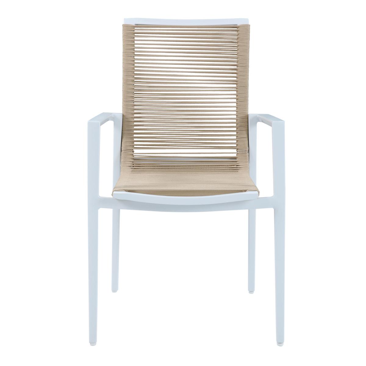 Gartenset Zora 5tlg - Weiß/Teakfarben, MODERN, Metall (160/90/74cm) - Ambia Garden