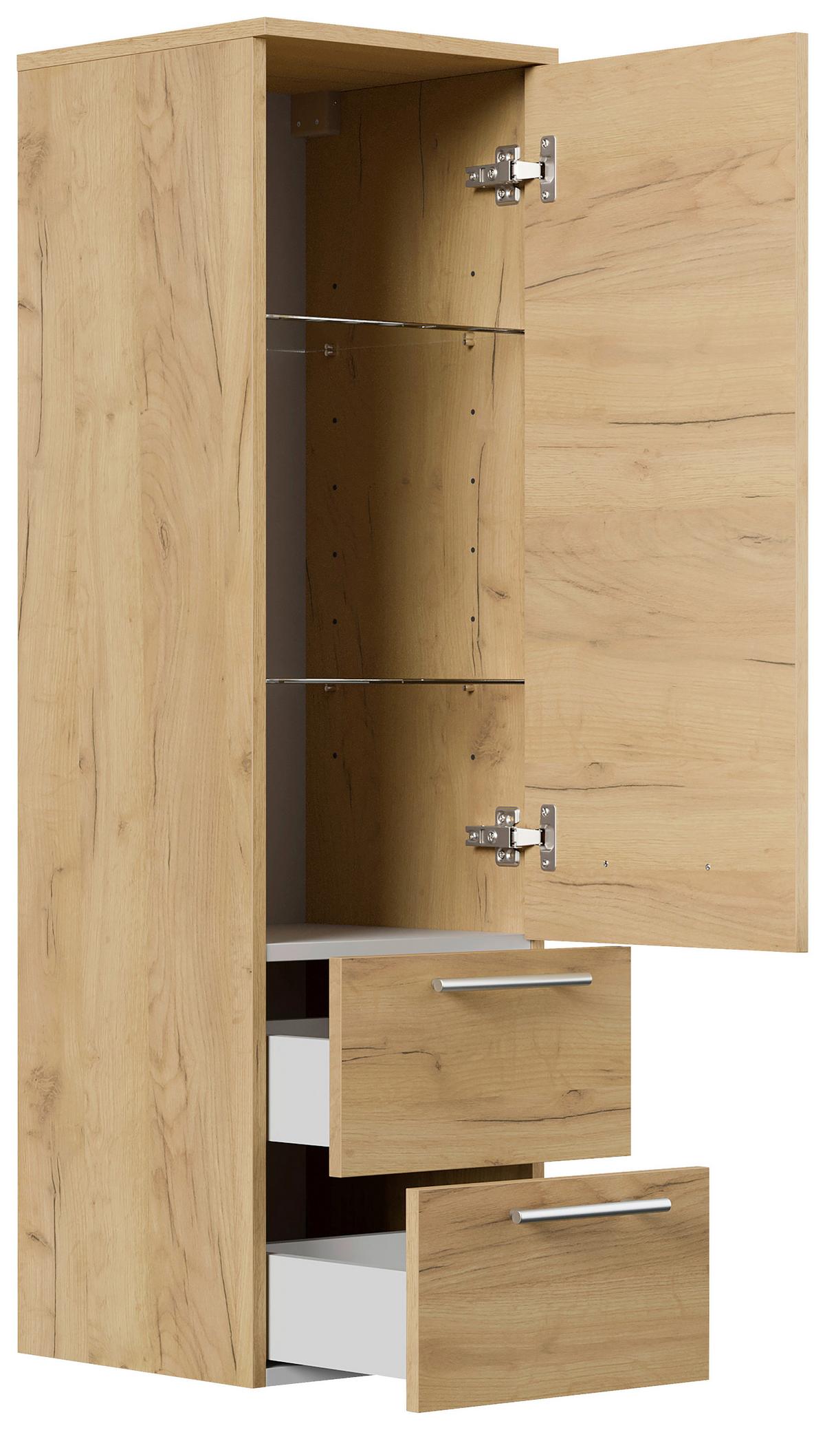 MIDISCHRANK Eichefarben B: 35,2cm - Eichefarben, Basics, Glas/Holzwerkstoff (35,2/120/35,8cm) - MID.YOU