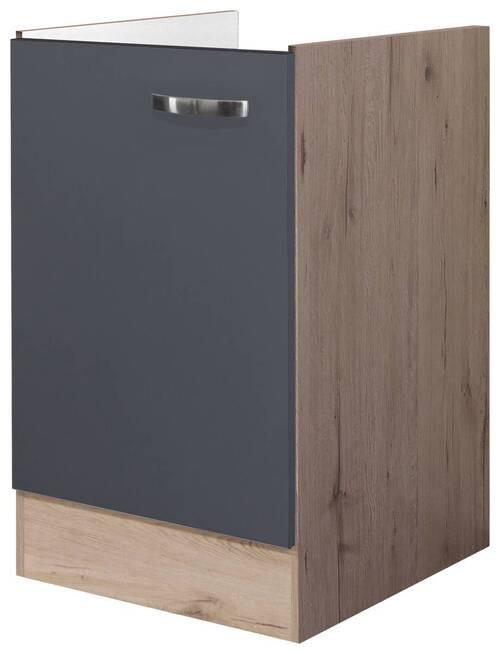 Küchenunterschrank Shadow B: 50 cm Grau ohne Arbeitsplatte - Dunkelgrau/Eiche San Remo, MODERN, Holzwerkstoff (50/82/57cm)