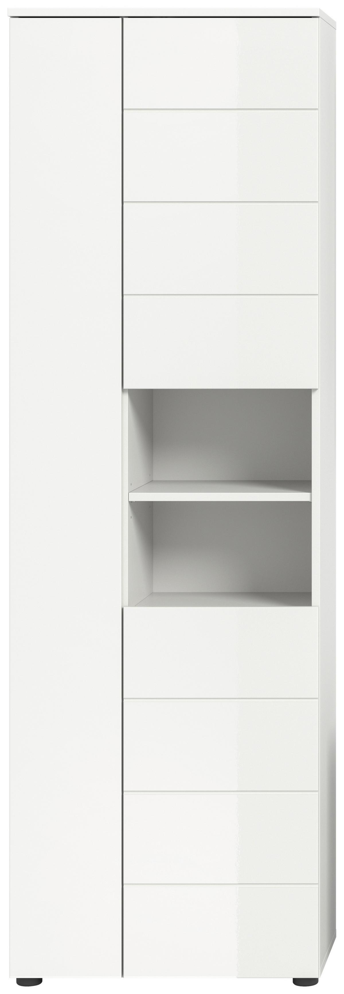 Hochschrank Vira Weiß B: 60 cm - Weiß Hochglanz/Schwarz, MODERN, Holzwerkstoff (60/190/34cm) - MID.YOU