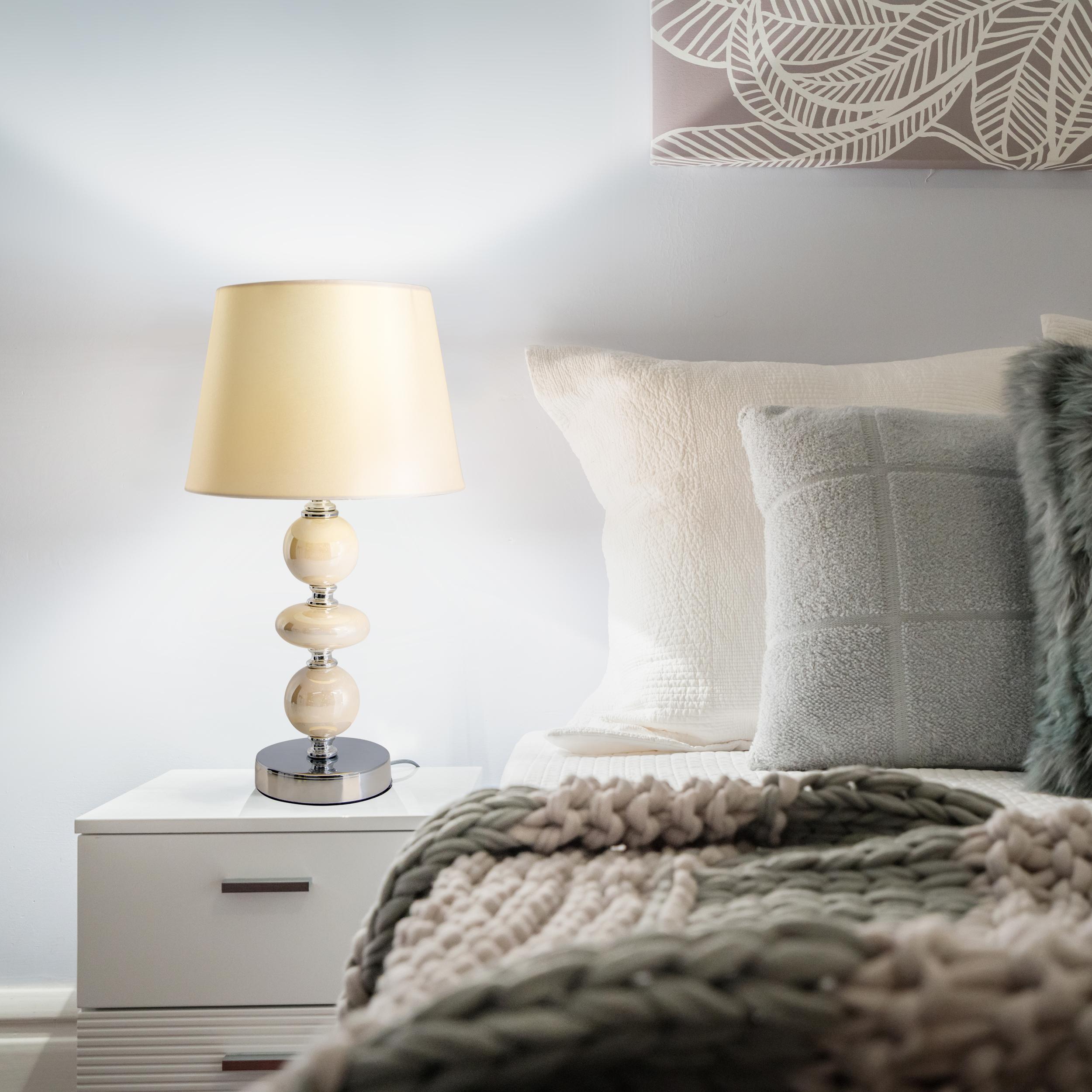 Tischlampe Chromfarben/Beige mit Kippschalter