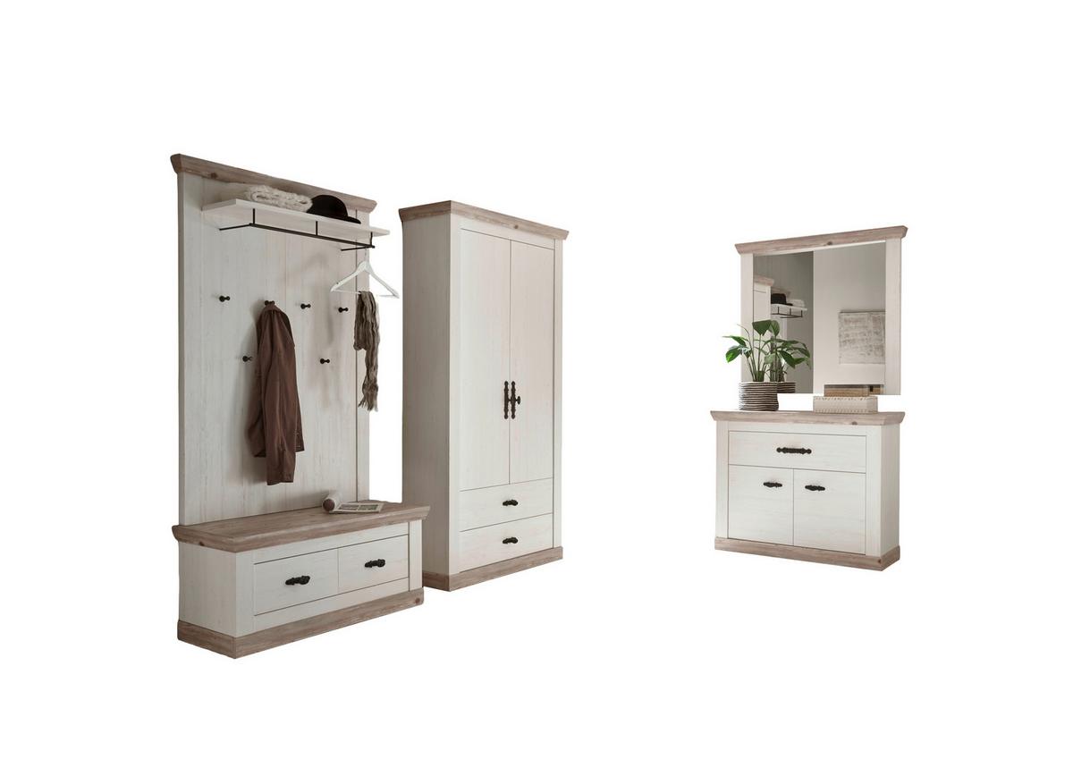 Garderobe Florenz Pinienfarbe/Hellbraun 341cm - Hellbraun/Pinienfarben, Design, Holzwerkstoff (341/201/45cm) - MID.YOU