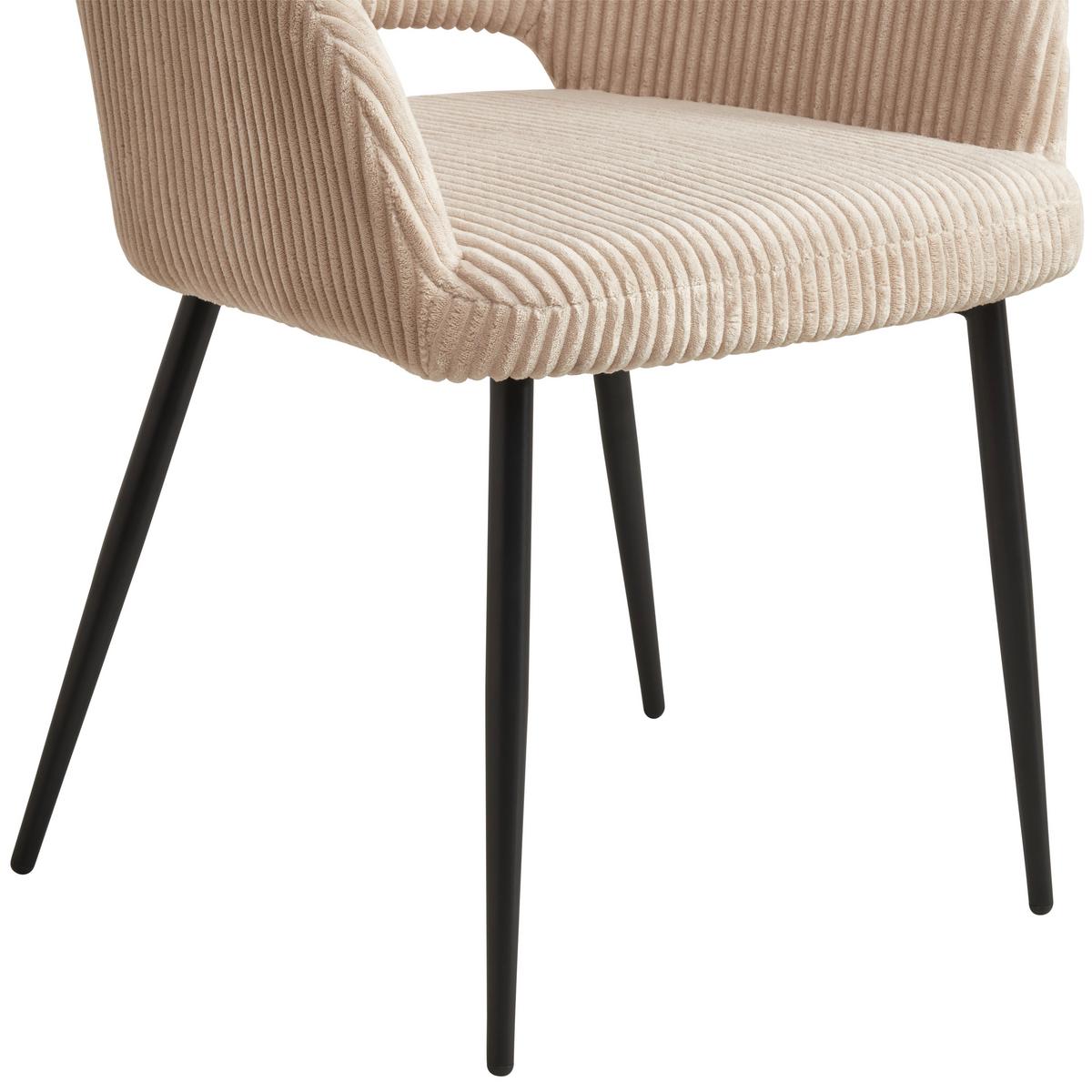 Armlehnstuhl Pina Cord Beige, B: 57 Cm - Taupe/Schwarz, KONVENTIONELL, Holz/Textil (57/83.5/63cm) - MID.YOU