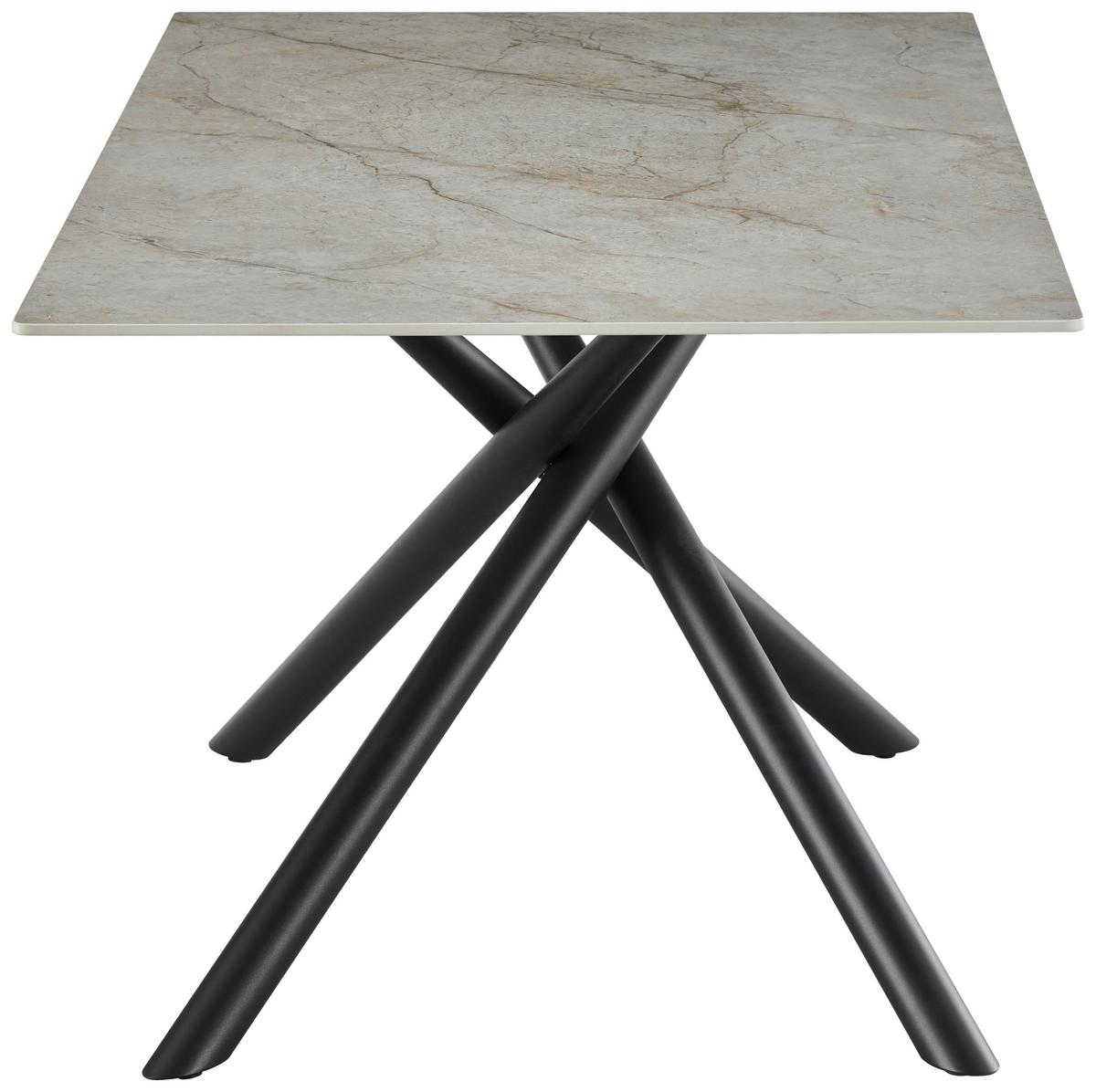 Esstisch Terence Keramikplatte, B: 180 Cm - Schwarz/Grau, MODERN, Keramik/Metall (180/76/90cm)