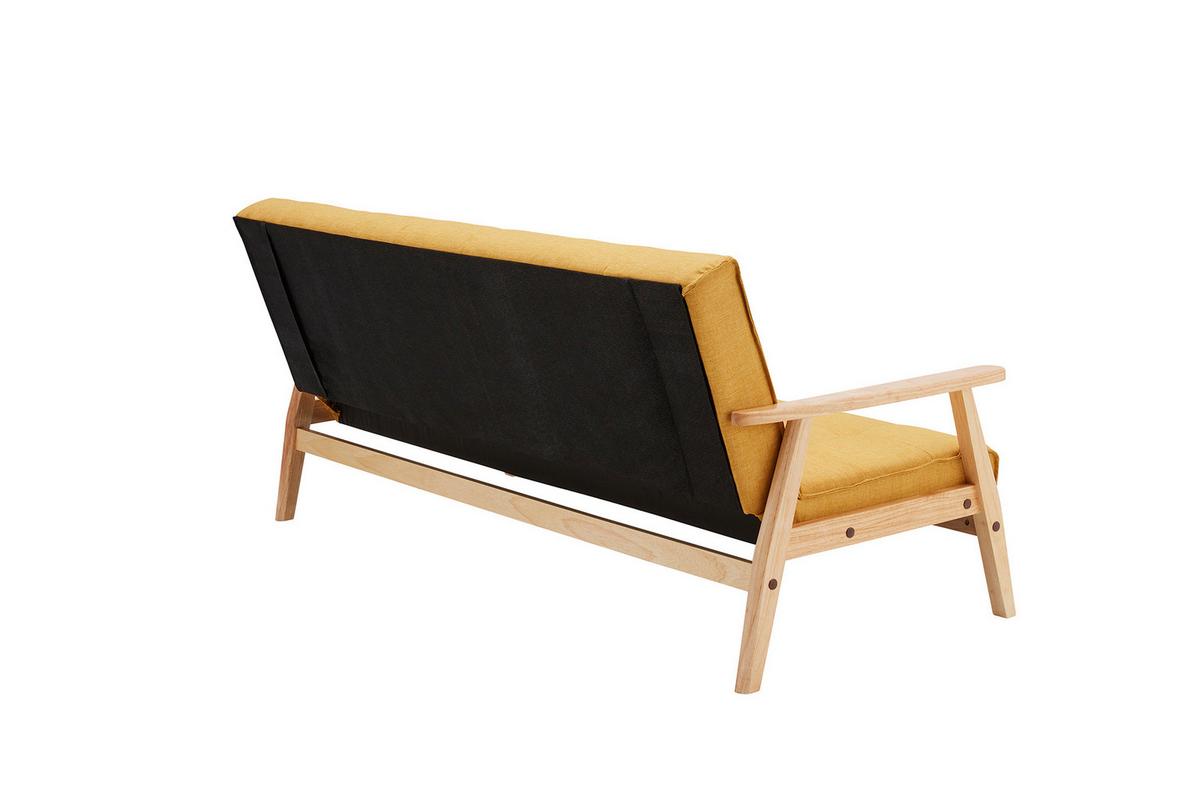 Schlafsofa Naturfarben/senfgelbb: 190 Cm - Senfgelb/Naturfarben, MODERN, Holz/Textil (190/81/85cm) - Livetastic