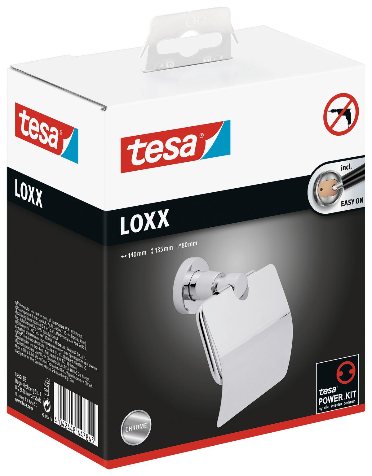 Toilettenpapierhalter Zum Kleben Loxx, Edelstahl Chrom - Chromfarben, MODERN, Metall (13,5/15,5/8,5cm)