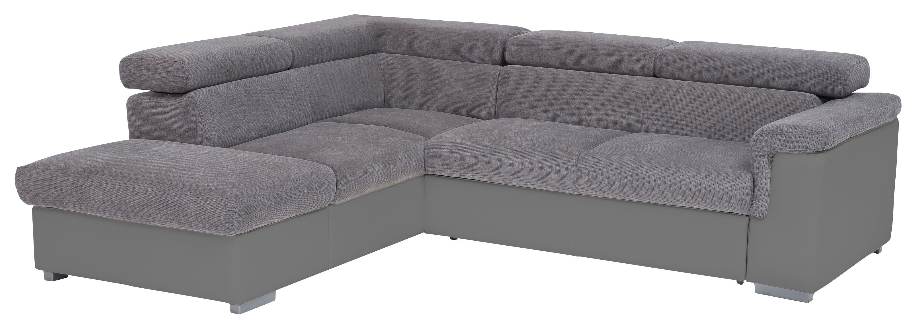 Ecksofa mit Schlaffunktion + Bettkasten Milla Grau/Fango - Fango/Grau, Basics, Holz/Textil (217/252cm) - MID.YOU