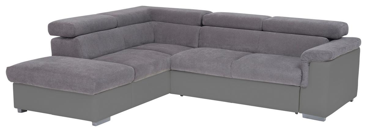 Ecksofa mit Schlaffunktion + Bettkasten Milla Grau/Fango - Fango/Grau, Basics, Holz/Textil (217/252cm) - MID.YOU
