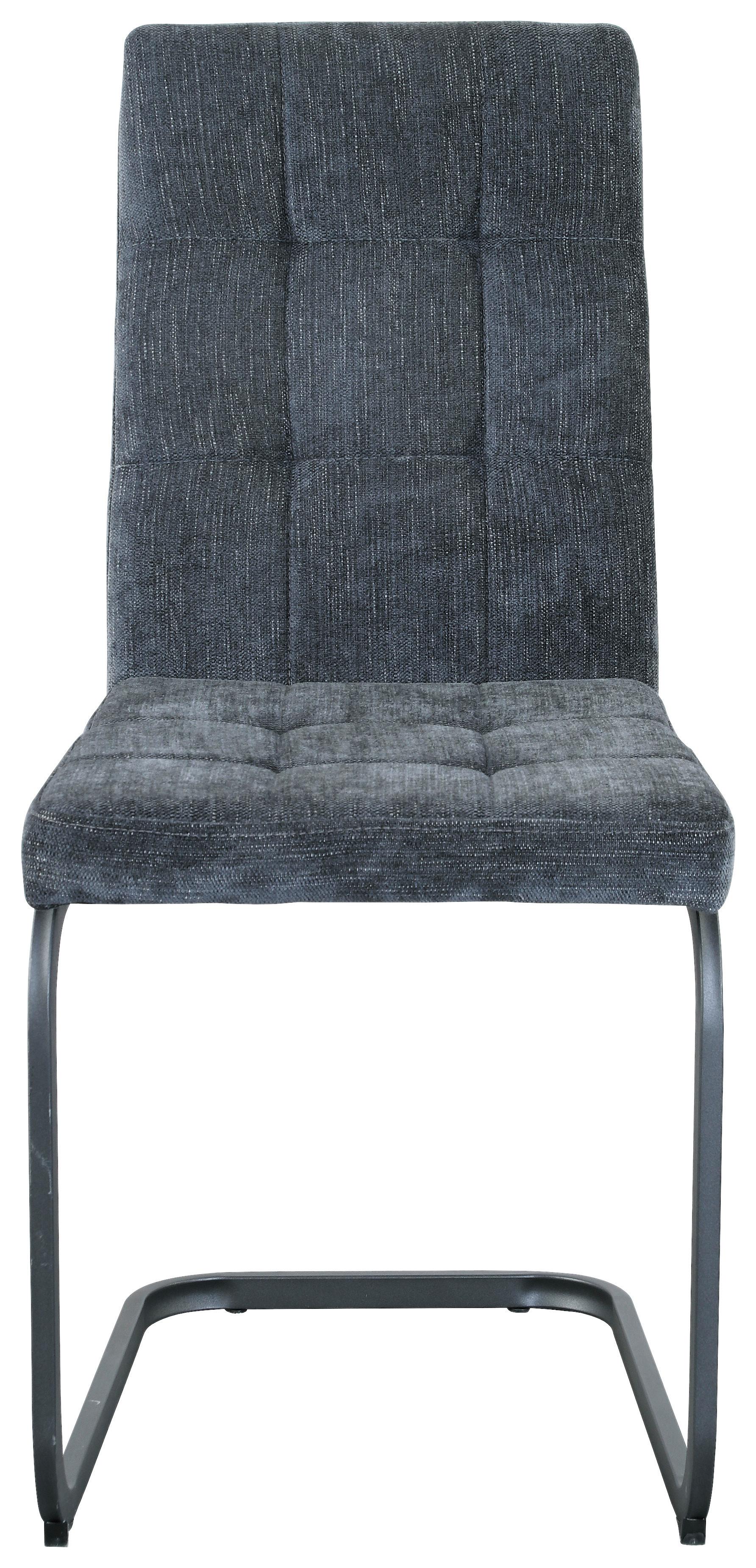 Esszimmerstuhl Laslo Dunkelgrau - Dunkelgrau/Schwarz, MODERN, Textil/Metall (43/92/56cm) - MID.YOU