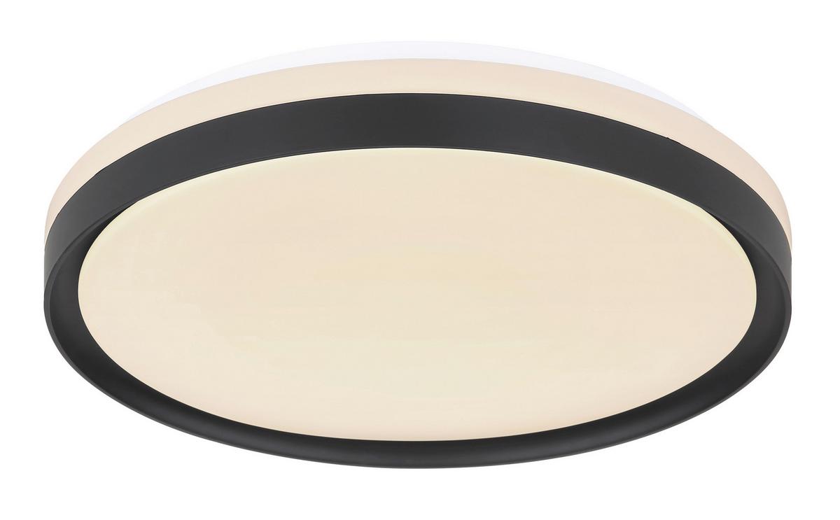 LED-Deckenleuchte Ø 39 cm mit Farbtemperaturwechsler - Opal/Schwarz, Design, Kunststoff/Metall (39/8cm) - Globo