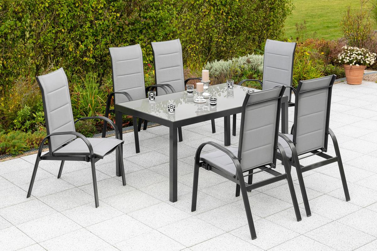 Gartenset Marini - Graphitfarben/Grau, MODERN, Textil/Metall - Gardenson