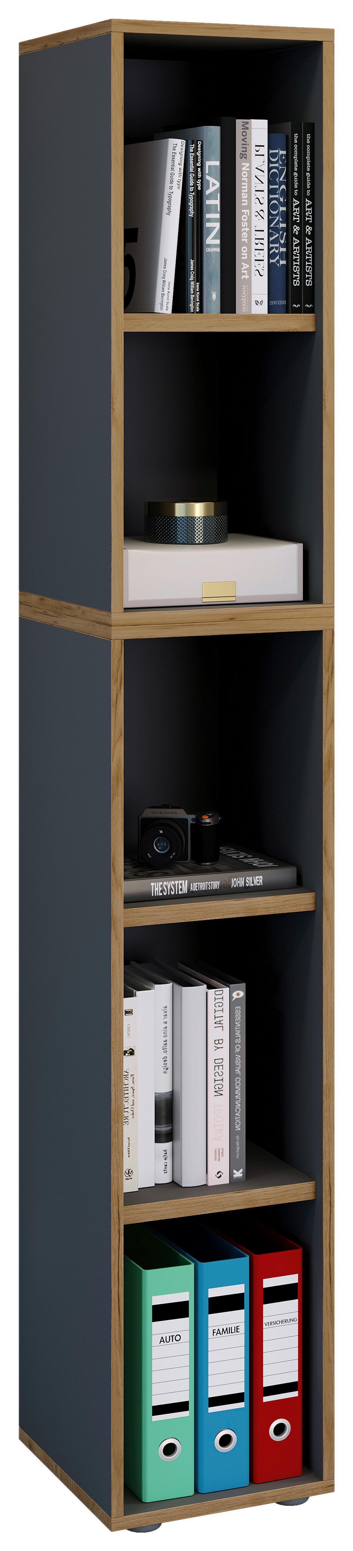 REGÁL NA DOKUMENTY SALIA B30 - černá/antracitová, Design, kompozitní dřevo/plast (30/183/33cm) - P & B