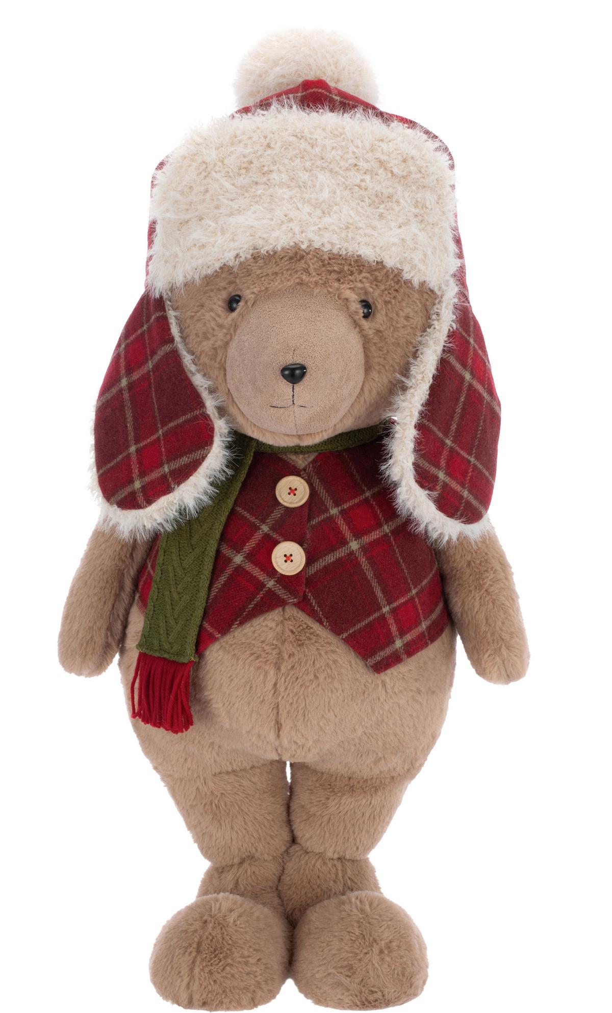 Dekobär Bernard - Rot/Braun, KONVENTIONELL, Holz/Kunststoff (35/33/72cm) - Luca Bessoni