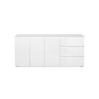 Sideboard Capetown Weiß HG B: 179 cm - Weiß Hochglanz/Silberfarben, Trend, Holzwerkstoff (179/80,5/40cm)
