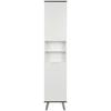 Hochschrank mit Echtholzfüßen Turin B: 40 cm Weiß/Beton - Weiß/Grau, MODERN, Holzwerkstoff (40/195/30cm)