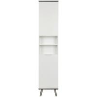 Hochschrank mit Echtholzfüßen Turin B: 40 cm Weiß/Beton - Weiß/Grau, MODERN, Holzwerkstoff (40/195/30cm)