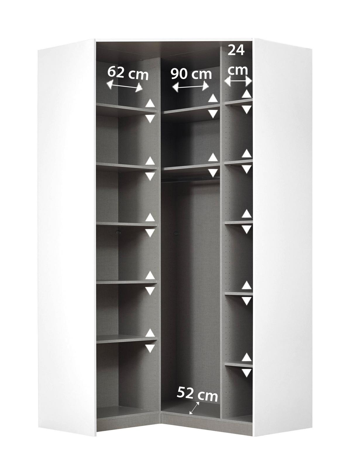 Eckkleiderschrank Alabama Weiß B: 117 Cm - Weiß, MODERN, Holzwerkstoff (117/229/117cm) - Rauch Möbel