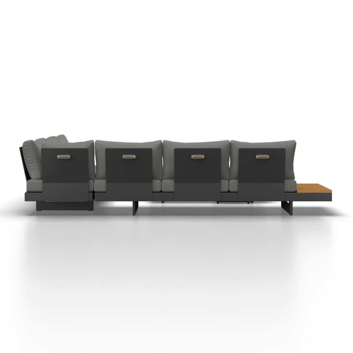Zahradní sedací souprava AMAIA - šedá/tmavě šedá, Moderní, kov/dřevo (323/80/70cm) - Bessagi Garden