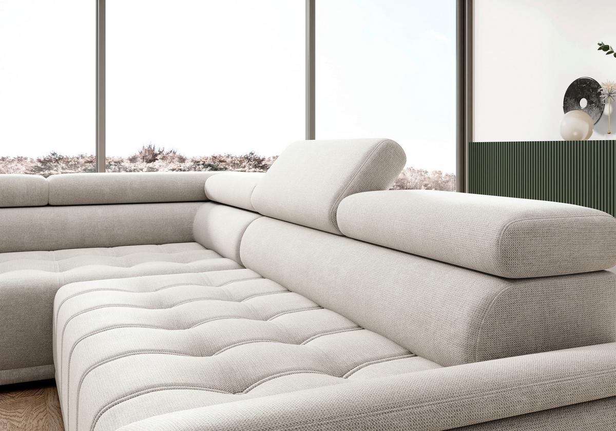 Rohová sedačka GRINALDI, ľavá, šedobílá - černá/šedobílá, Moderní, textil/plast (206/283cm) - Premium Living