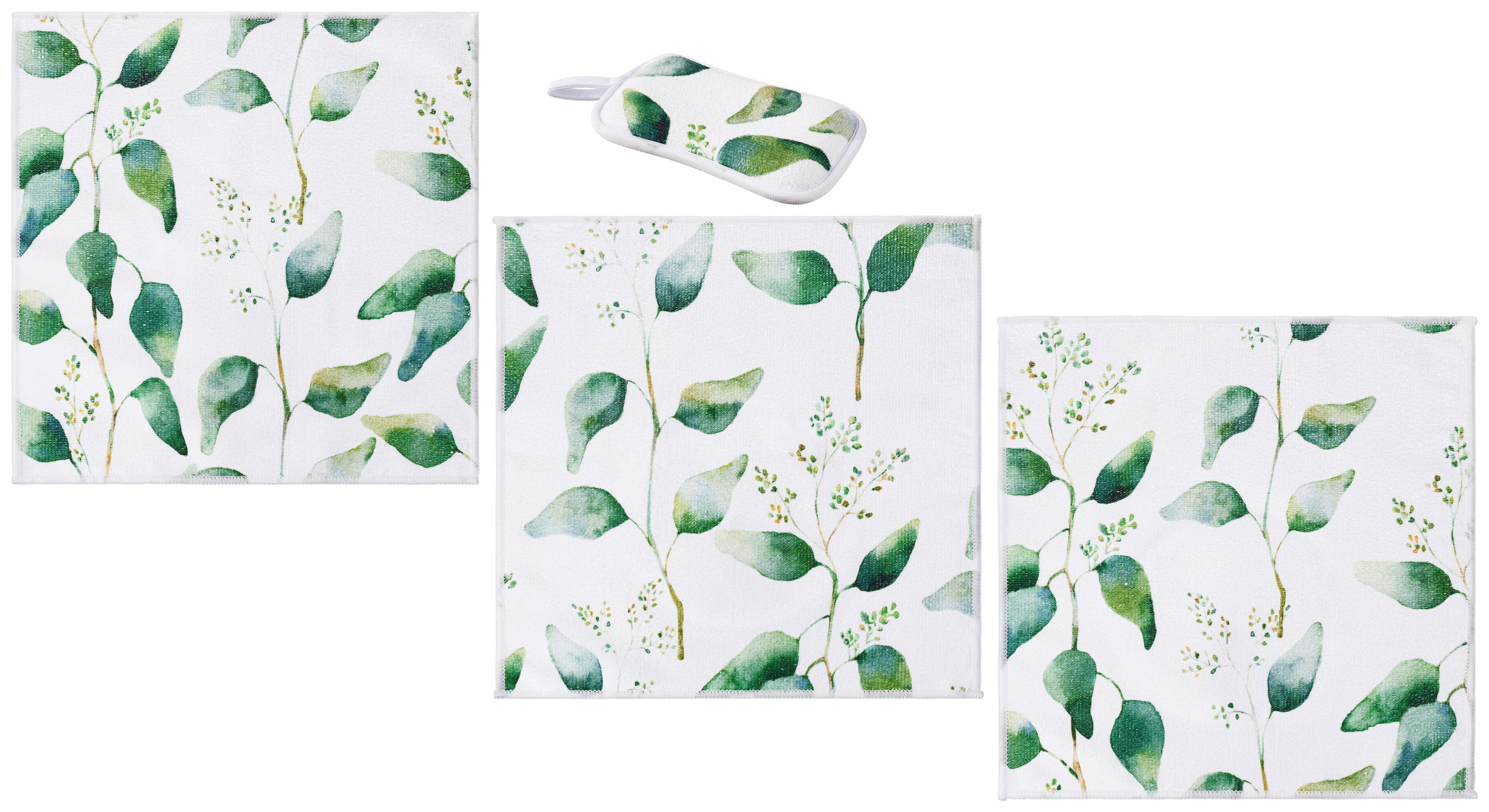 Reinigungsset Lucia - Weiß/Grün, KONVENTIONELL, Kunststoff/Textil - Homezone