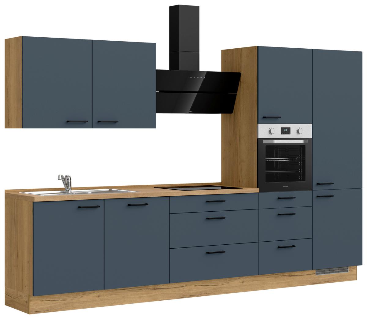 Küchenleerblock Easytouch High-Line, H8 Rechts - Blau/Eichefarben, MODERN, Holzwerkstoff (330cm) - Nobilia