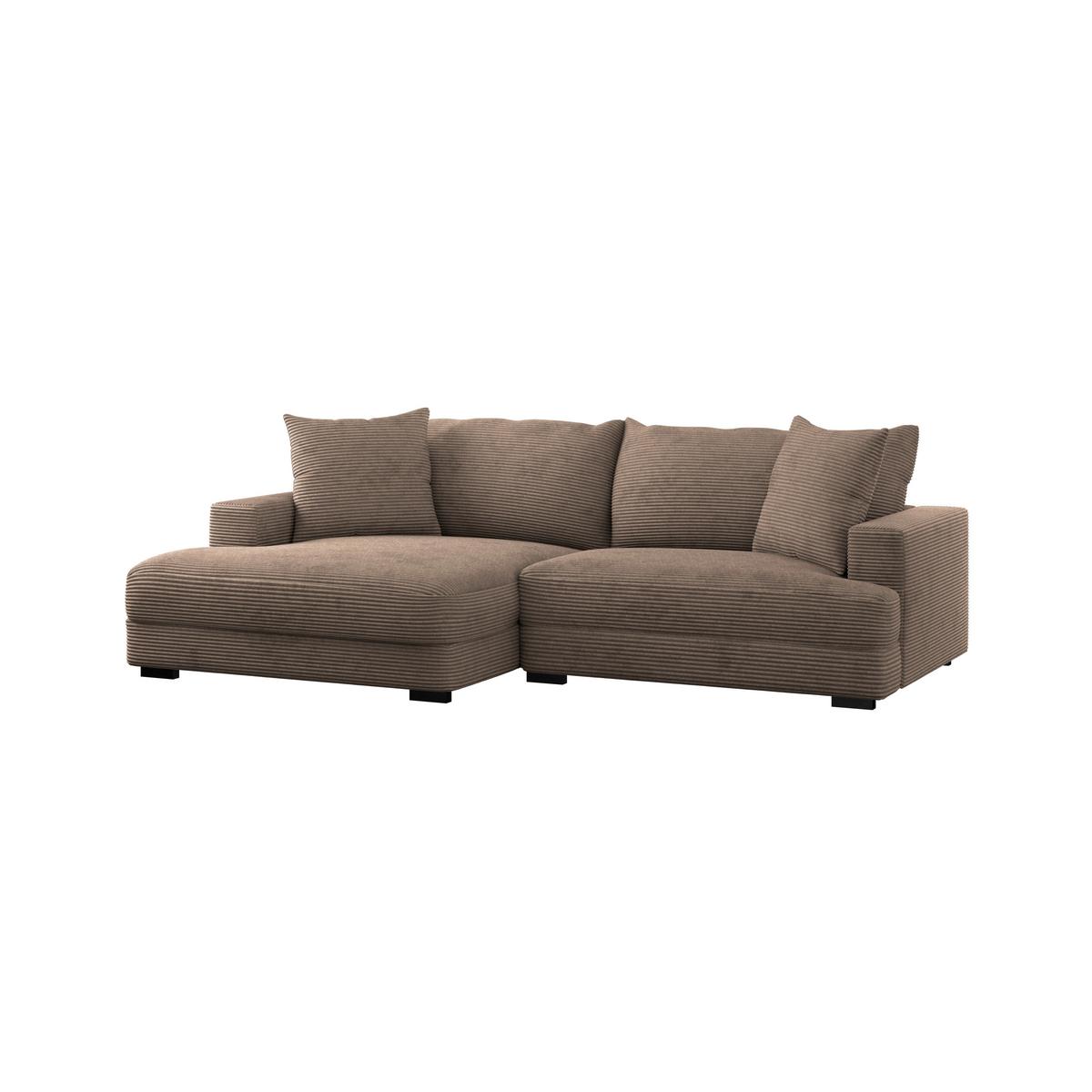 Ecksofa Pelle m. Kissen beigebraun Cord 180x265cm - Beigebraun/Schwarz, MODERN, Textil (180/265cm)