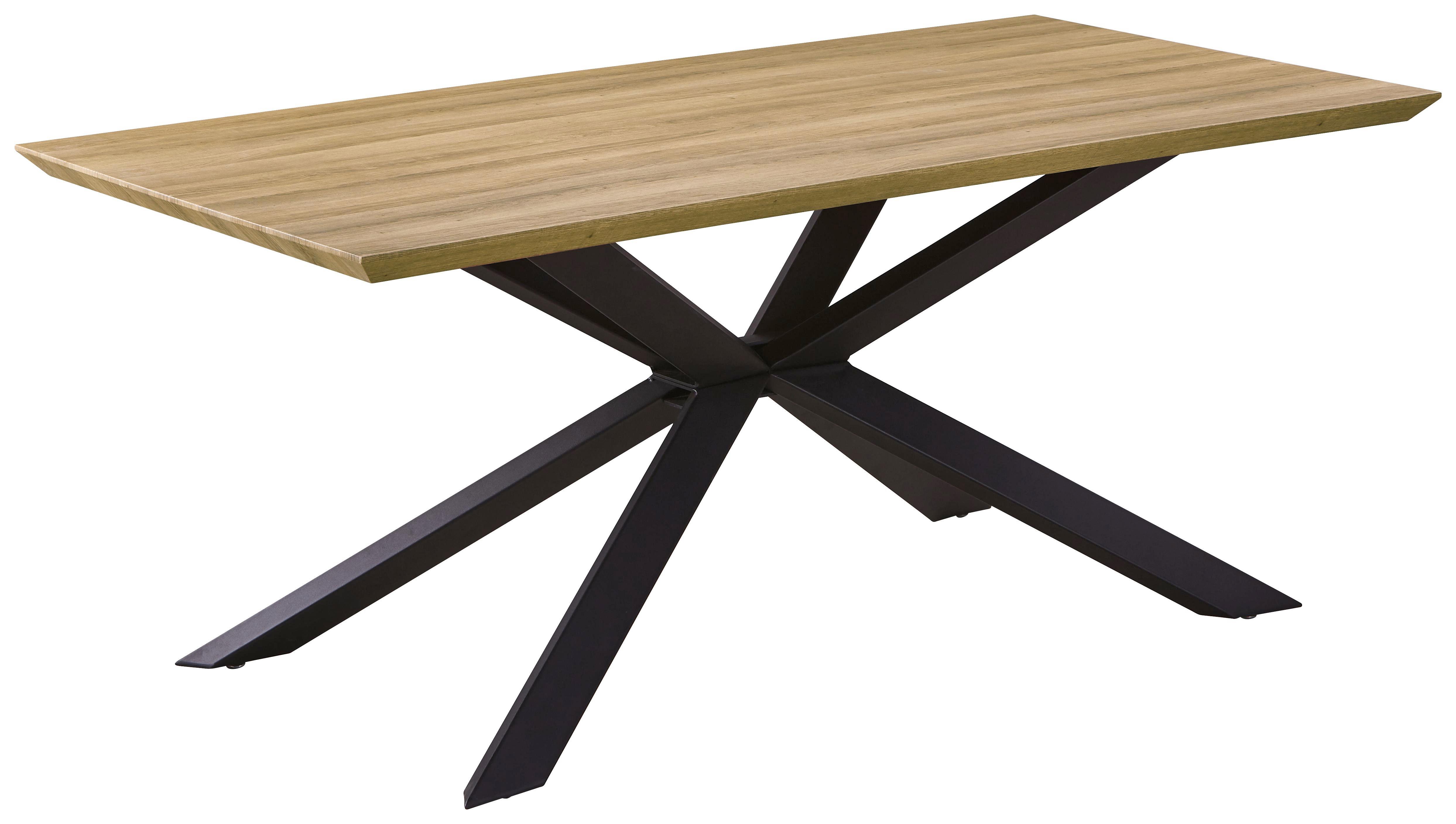 Étkezőasztal Olsen - Tölgyfa/Fekete, modern, Faalapú anyag/Fém (180/76/90cm)