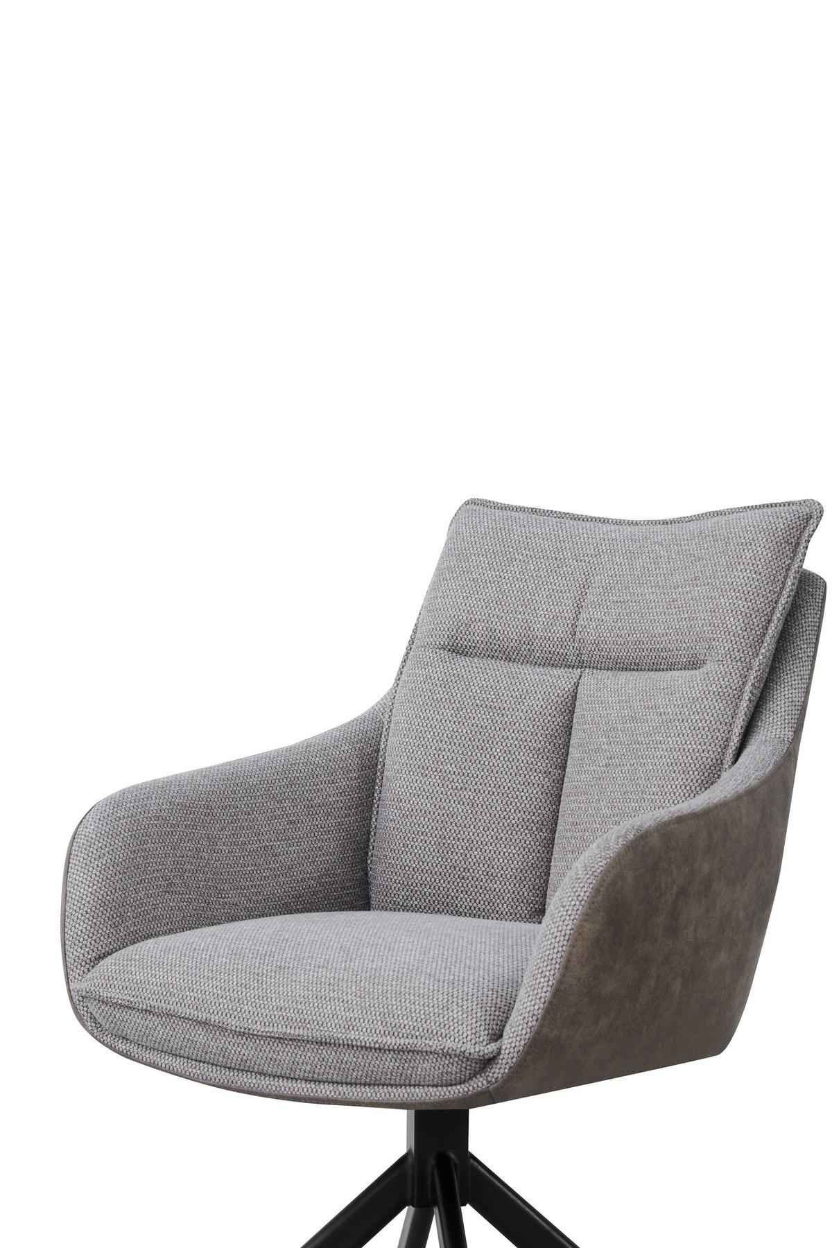 Armlehnstuhl Emilia II Webstoff braun, B: 60cm - Schwarz/Braun, MODERN, Holz/Textil (60/88/65cm)