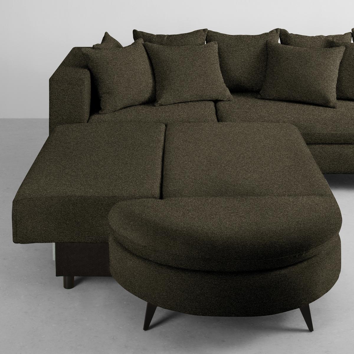 Rohová sedačka AXEL, levá, tmavé zelená tkanina - černá/tmavě zelená, Moderní, kov/textil (250/291cm) - Mömax