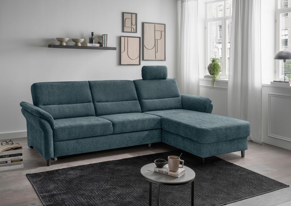 Ecksofa Cavoli, Blau S: 279x176 cm - Blau/Schwarz, MODERN, Textil (279/176cm) - Livetastic