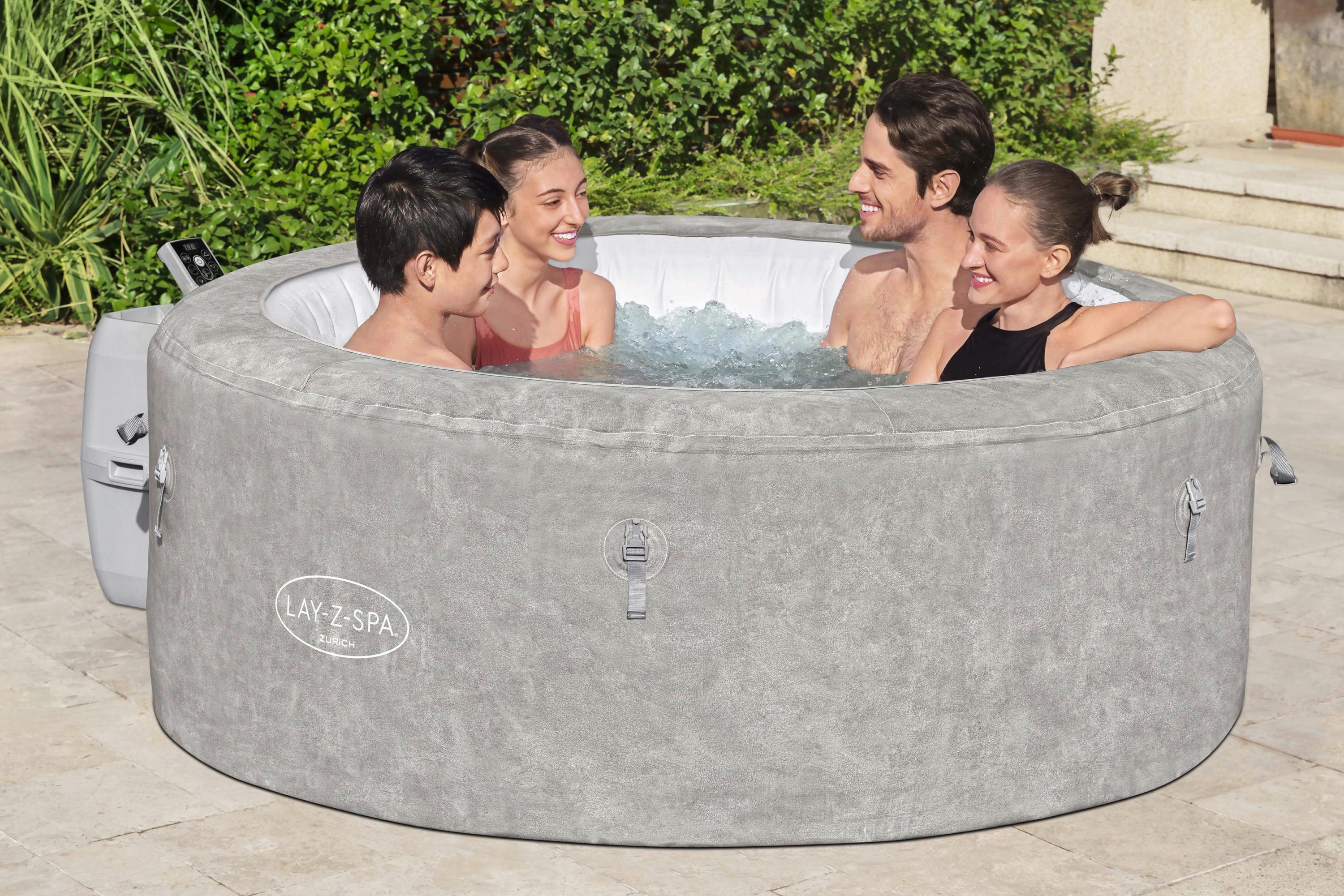 Whirlpool Aufblasbar Airjet Zürich ⌀ 180 X H 66 cm - Hellgrau/Weiß, Trend, Kunststoff/Metall (180/66cm) - Bestway