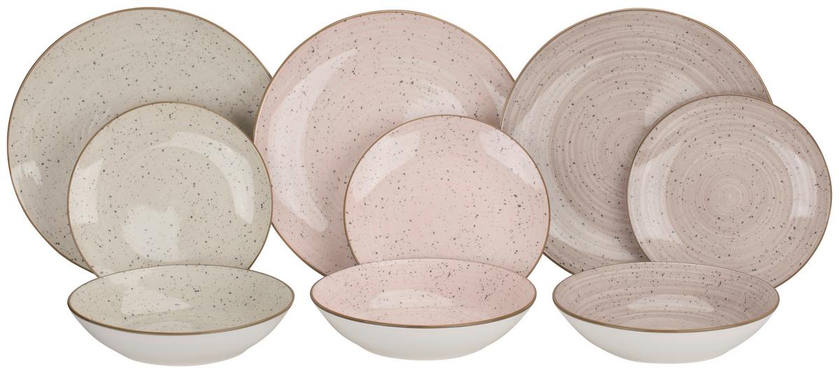 Tafelservice Malina 6 Personen Geschirr Set - Hellbraun/Hellrosa, MODERN, Keramik - Luca Bessoni