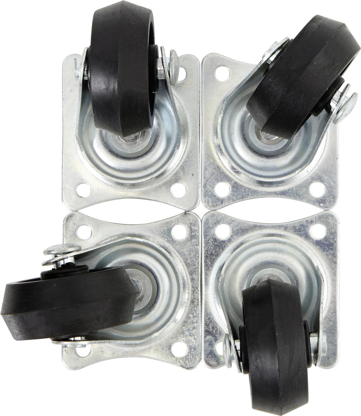 Lenkrollen Möbel Stahl/Gummi 4 Stk. Hartbodenrollen - Silberfarben/Schwarz, KONVENTIONELL, Kunststoff/Metall (3,2cm)