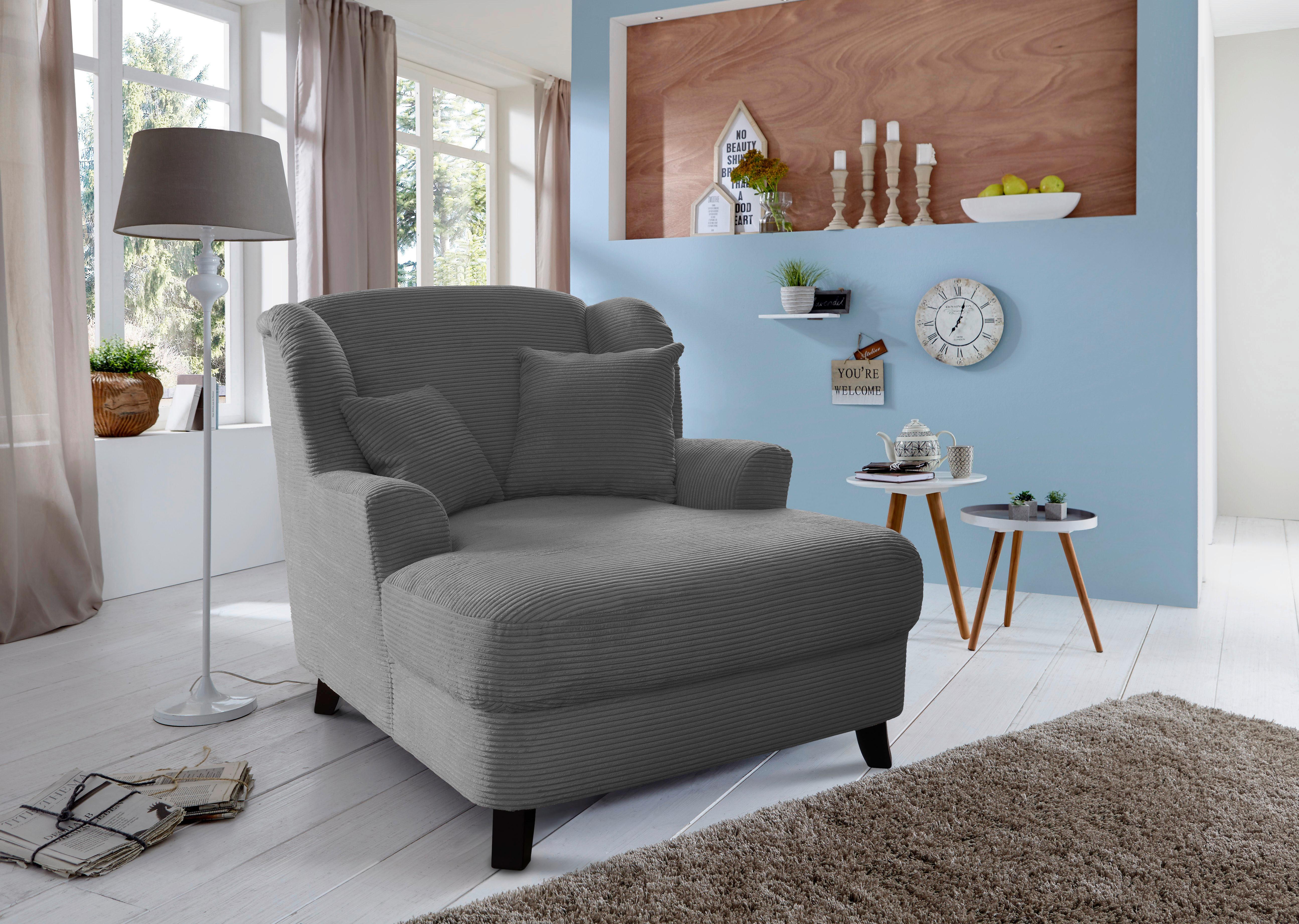 XXXL-Sessel Asado grau teilmassiv, B: 109 cm - Dunkelbraun/Grau, KONVENTIONELL, Textil (109/104/145cm) - Sit & More