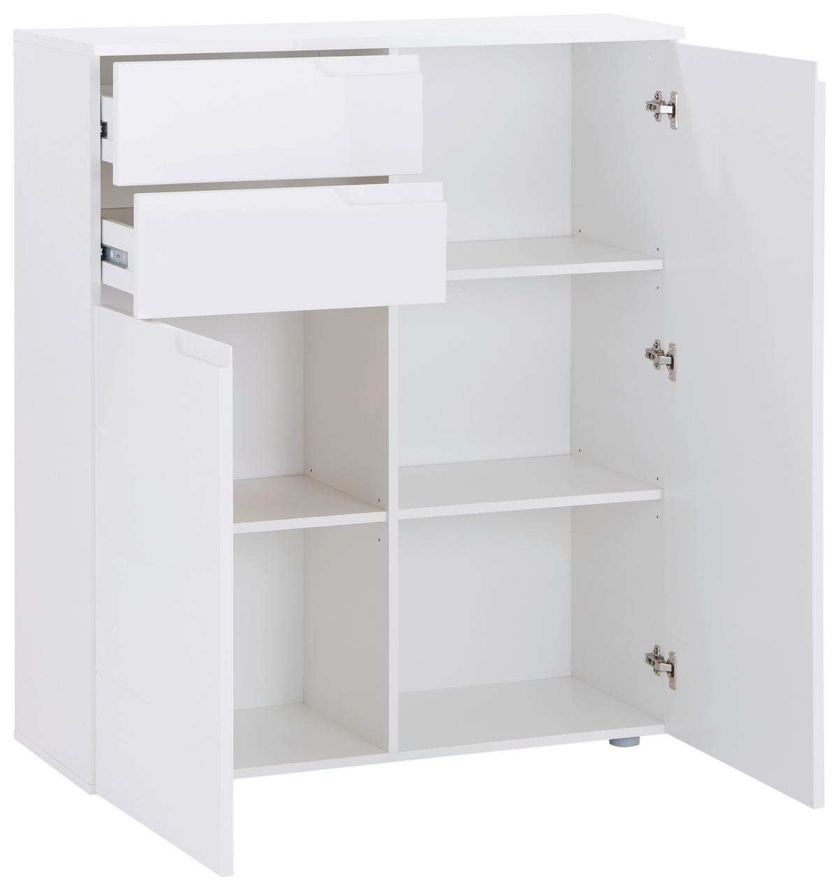 Kommode 100cm Hilton, Weiß Hilton - Weiß Hochglanz/Weiß, MODERN, Holzwerkstoff (100/119,8/40cm)