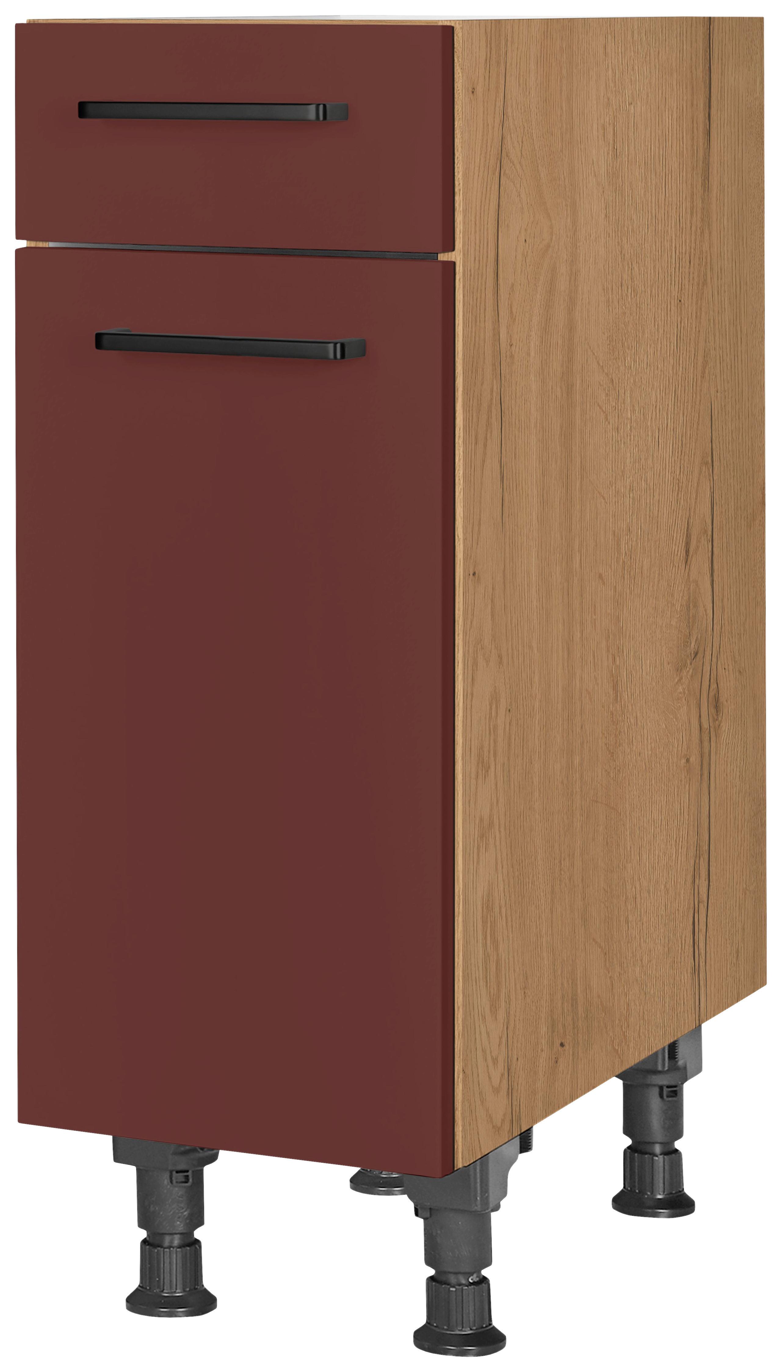 Schubkastenunterschrank Easytouch - Eichefarben/Rot, MODERN, Holzwerkstoff (30/87/56cm) - Nobilia