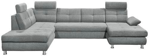 Sedací souprava ALBA U, levá, šedá, úl.prostor, lůžko - světle šedá, Moderní, textil/plast (233/349/177cm) - MID.YOU
