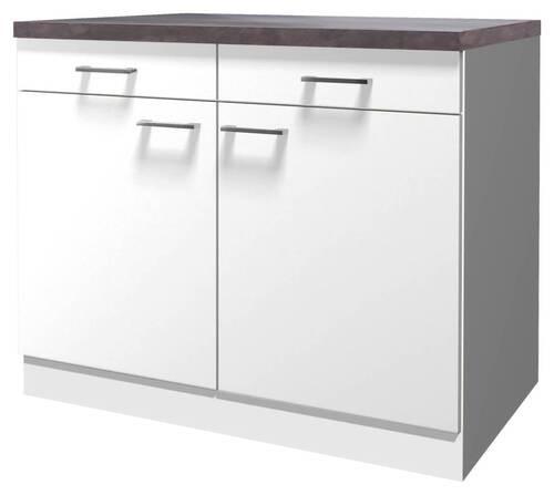 Küchenunterschrank Lucca Weiß B: 100 cm - Graubraun/Weiß, KONVENTIONELL, Holzwerkstoff (100/85/57cm) - FlexWell