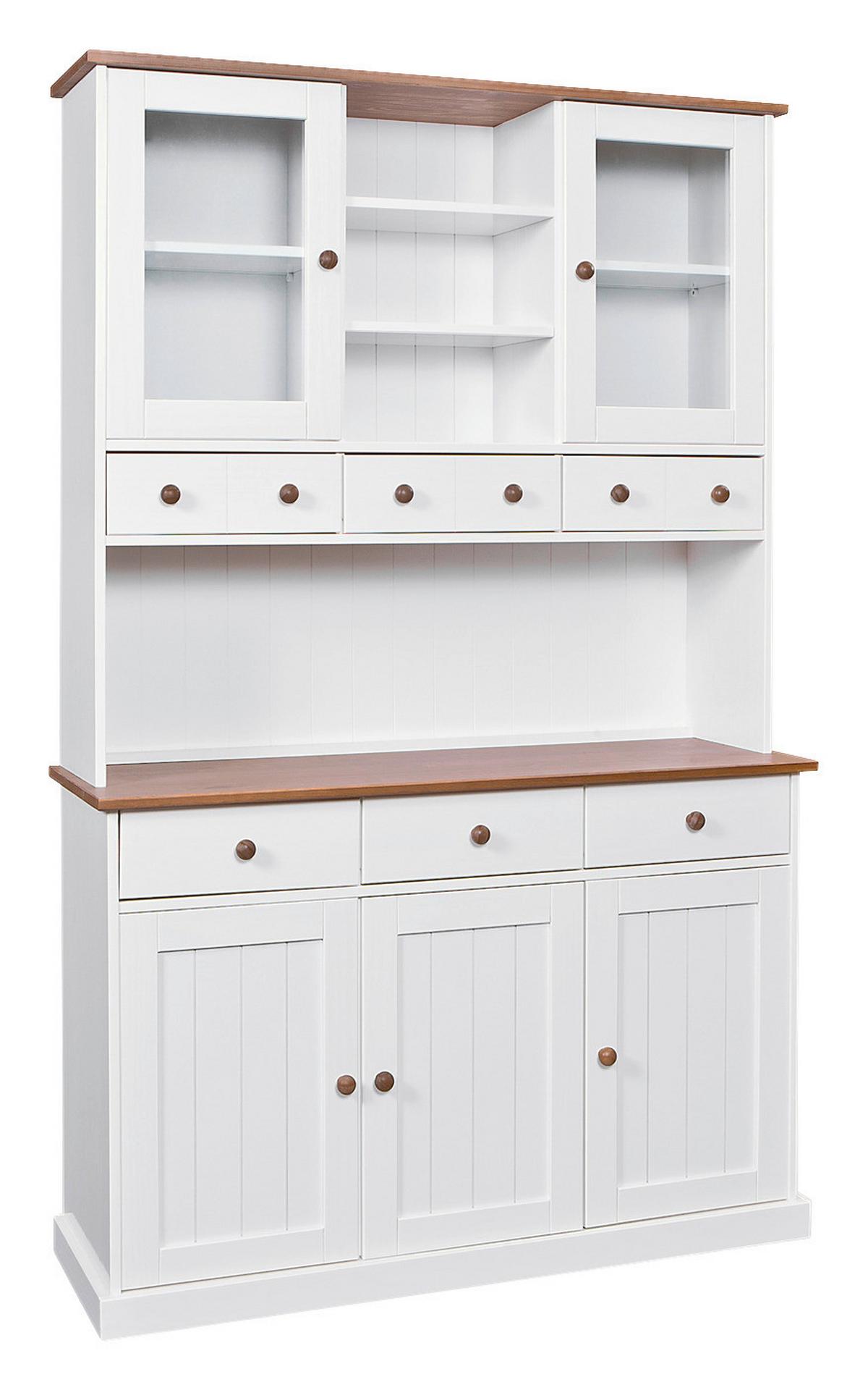 Kredenz Westerland B: 131 Cm Echtholz Weiß 5-Türig - Braun/Weiß, Trend (131/205/45cm) - MID.YOU
