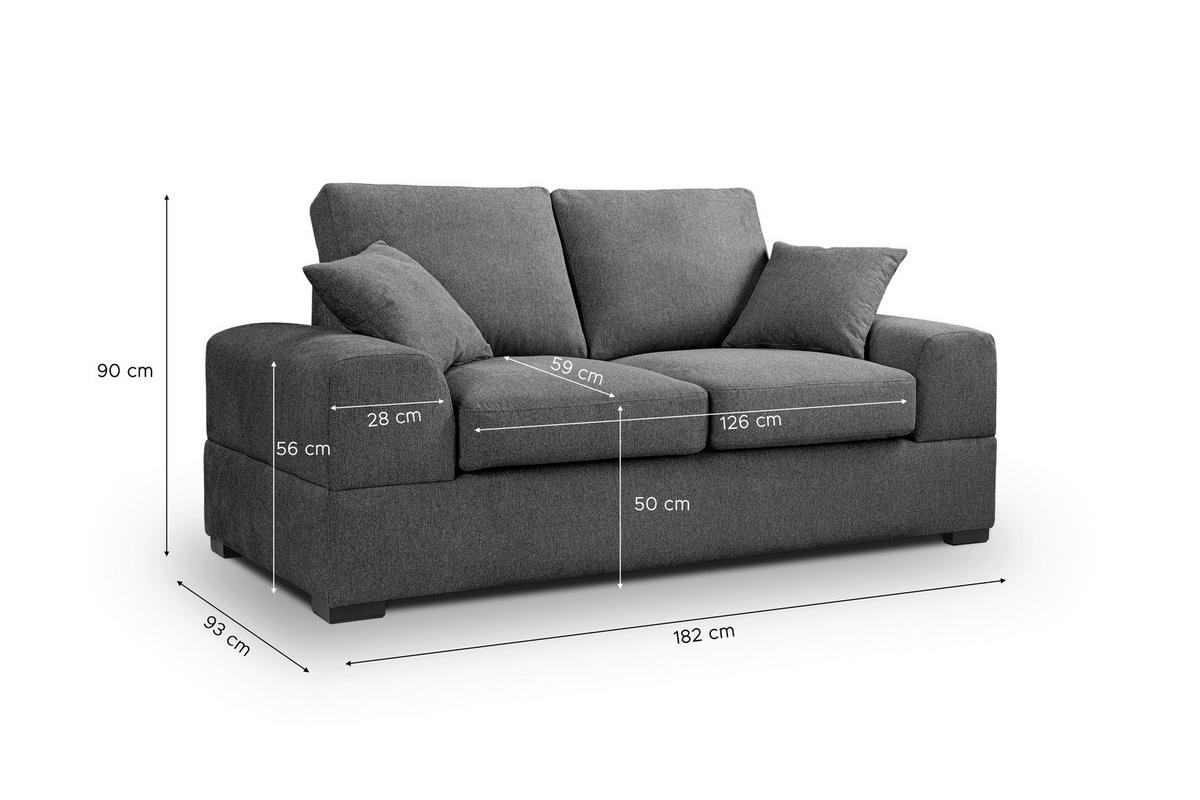 2-sitzer-sofa Veda Grau S: 182x93cm - Schwarz/Grau, Basics, Textil (182/93cm) - MID.YOU