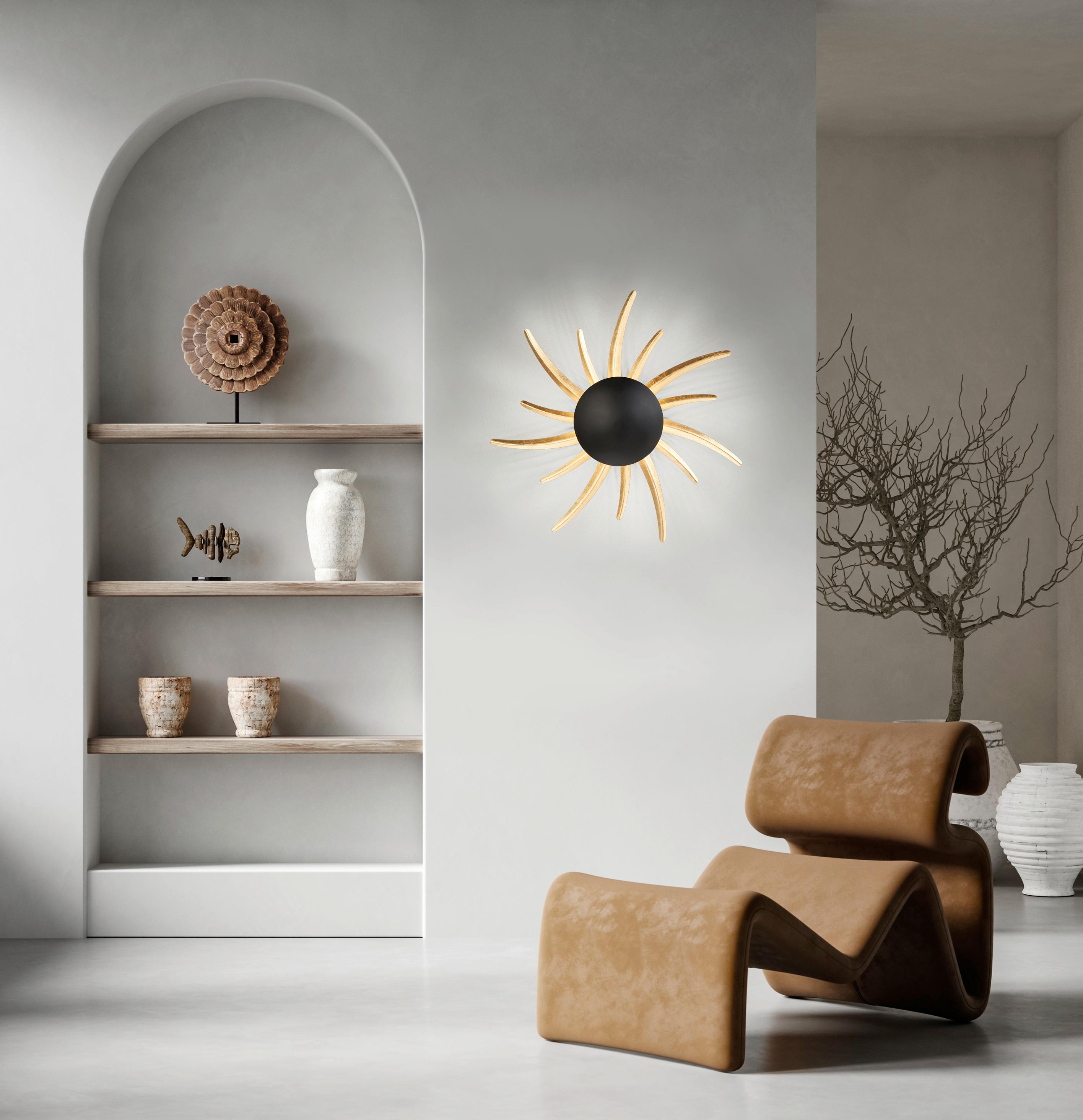 LED-Wandleuchte 30545 Sol - Goldfarben/Schwarz, Design, Metall (45/10cm) - Fischer & Honsel