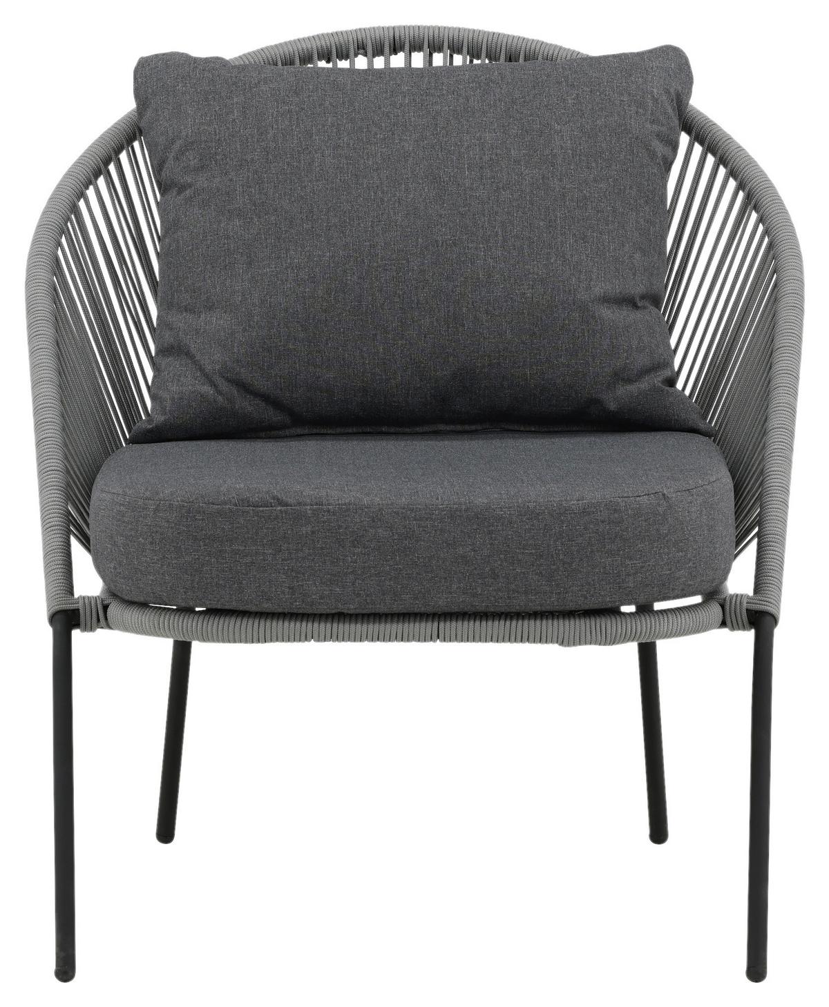 Loungesessel Lindos - Schwarz/Grau, KONVENTIONELL, Kunststoff/Metall (73/78/85cm) - Gardenson