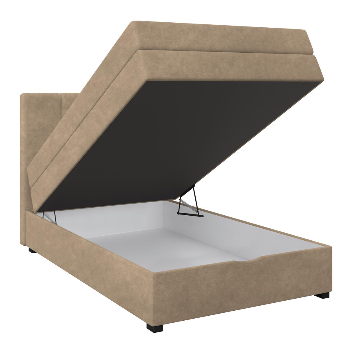 Boxspringbett mit Topper & Bettkasten 100x200 Lauro - Schwarz/Braun, Trend, Textil (100/200cm)