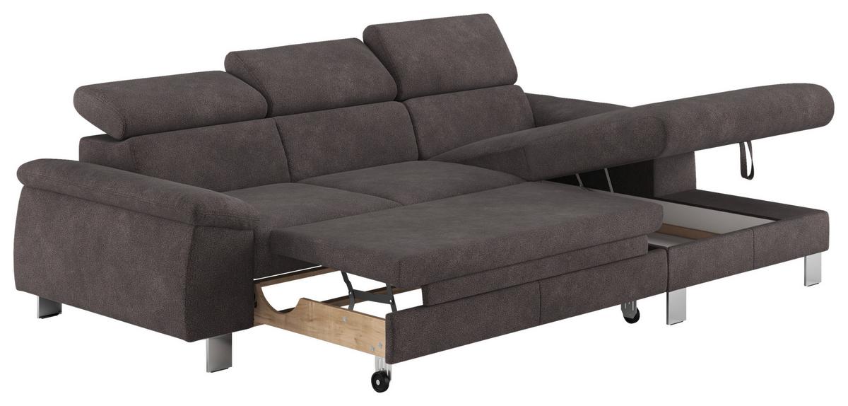 Ecksofa Micky, Anthrazit S: 244x166 cm - Chromfarben/Anthrazit, Design, Textil (244/166cm) - Livetastic