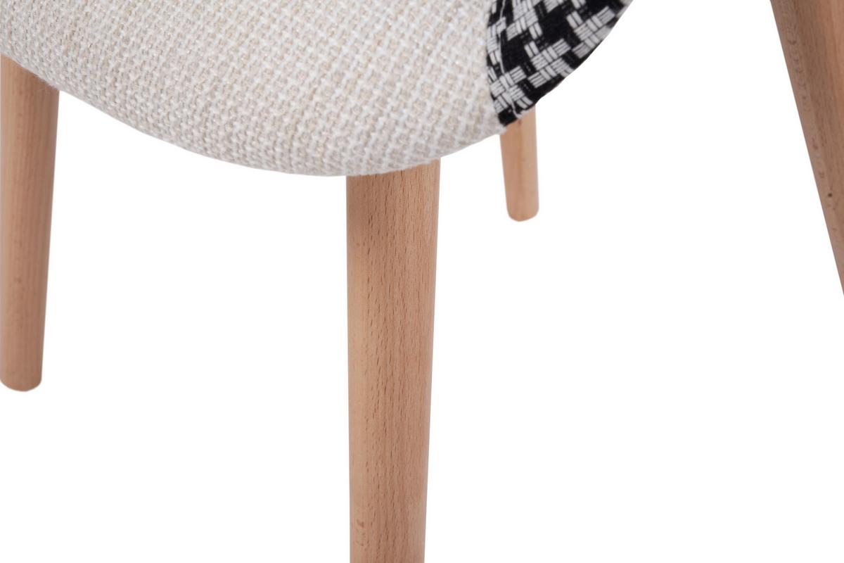 Armlehnstuhl-Set Dave 110 Schwarz/Weiß - Buchefarben/Schwarz, Design, Holz/Kunststoff (62/80/61cm) - Kayoom