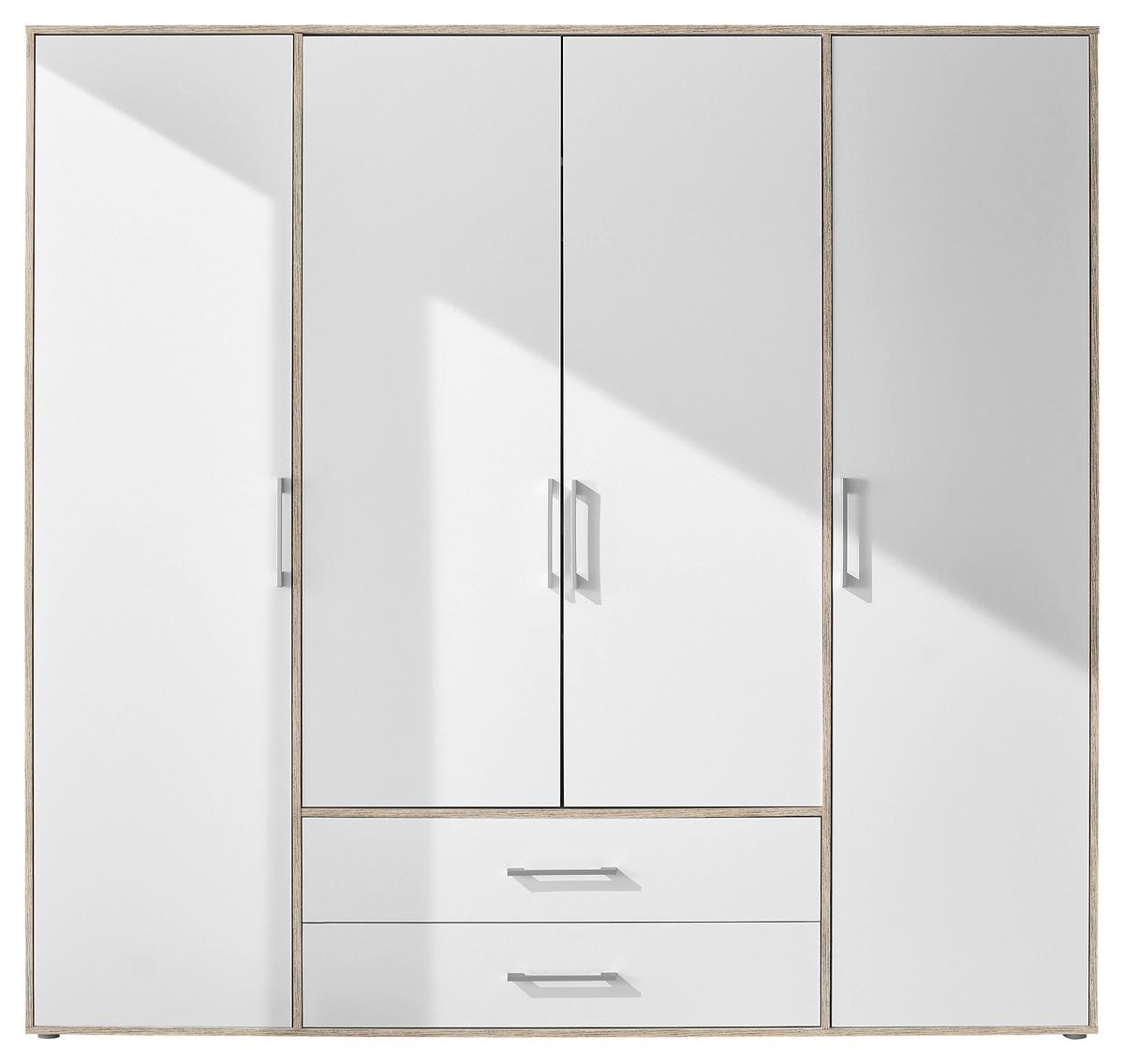 Drehtürenschrank 206cm Lembo San Remo/weiß - Weiß/Eiche San Remo, KONVENTIONELL, Holzwerkstoff (206/195/60cm)