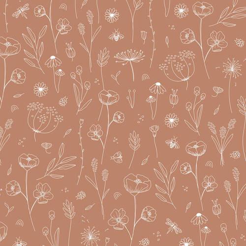 Vliestapete Wild Flowers Rostfarben - Rostfarben, Basics, Papier/Kunststoff (52/1005cm)